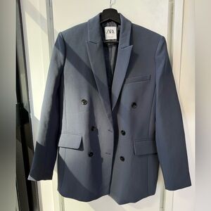 Zara Oversized Suit Jacket - Petrol blue color